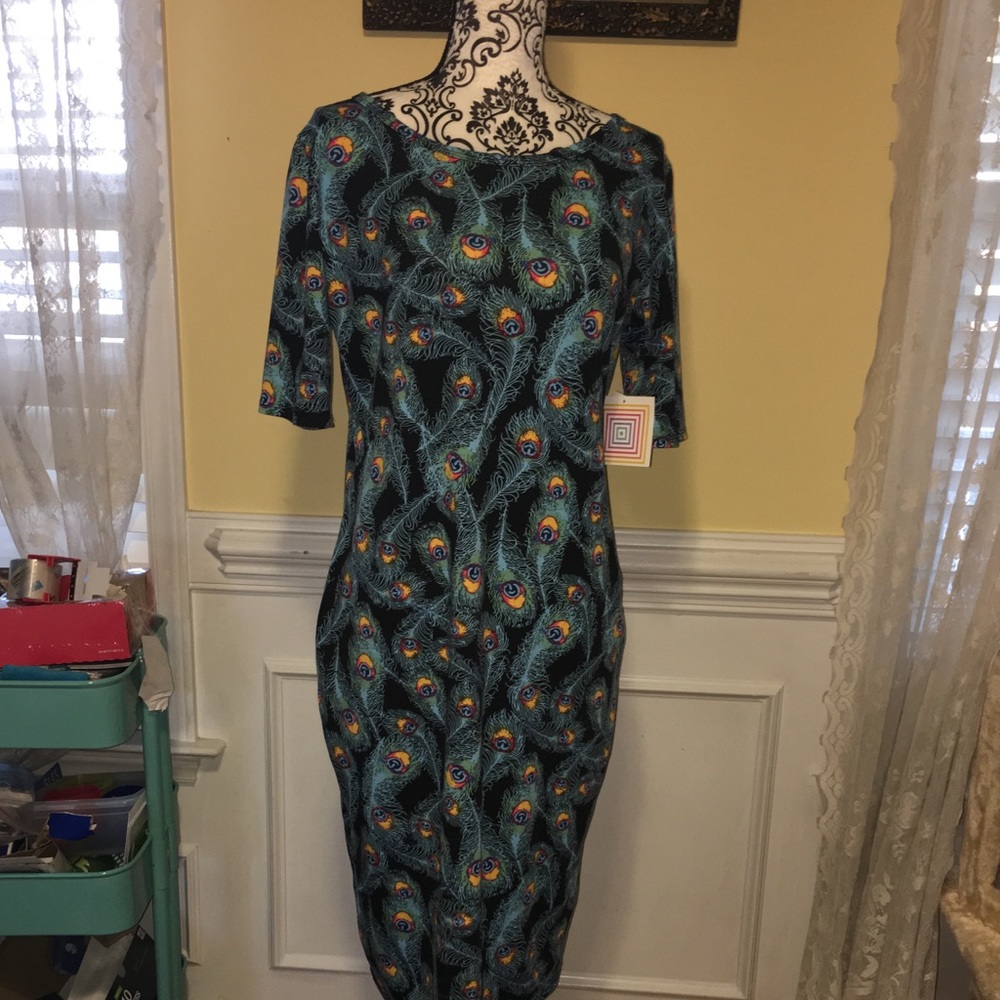 Lularoe Julia Peacock Feathers XL